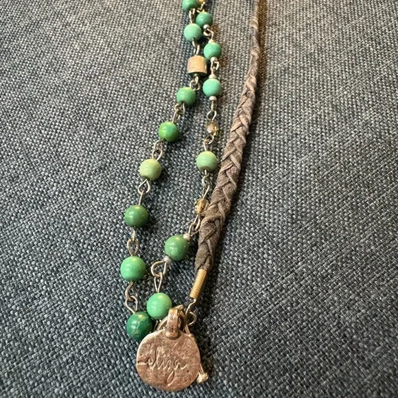 Turquoise & Silver Long Beaded Necklace + Bracelet - Picture 11 of 16